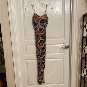 Multicolor Geometric Print Maxi Dress